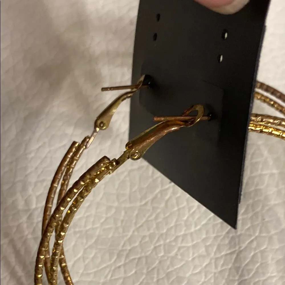 Double Gold-Tone Hoop Earrings  2.5" Layered Statement Hoops - Image 5