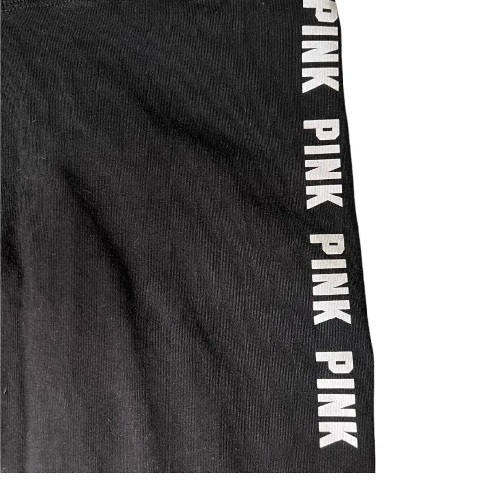 PINK by Victoria Secret High Waisted Black Leggings White “PINK” Sides SZ Smalll - Image 4
