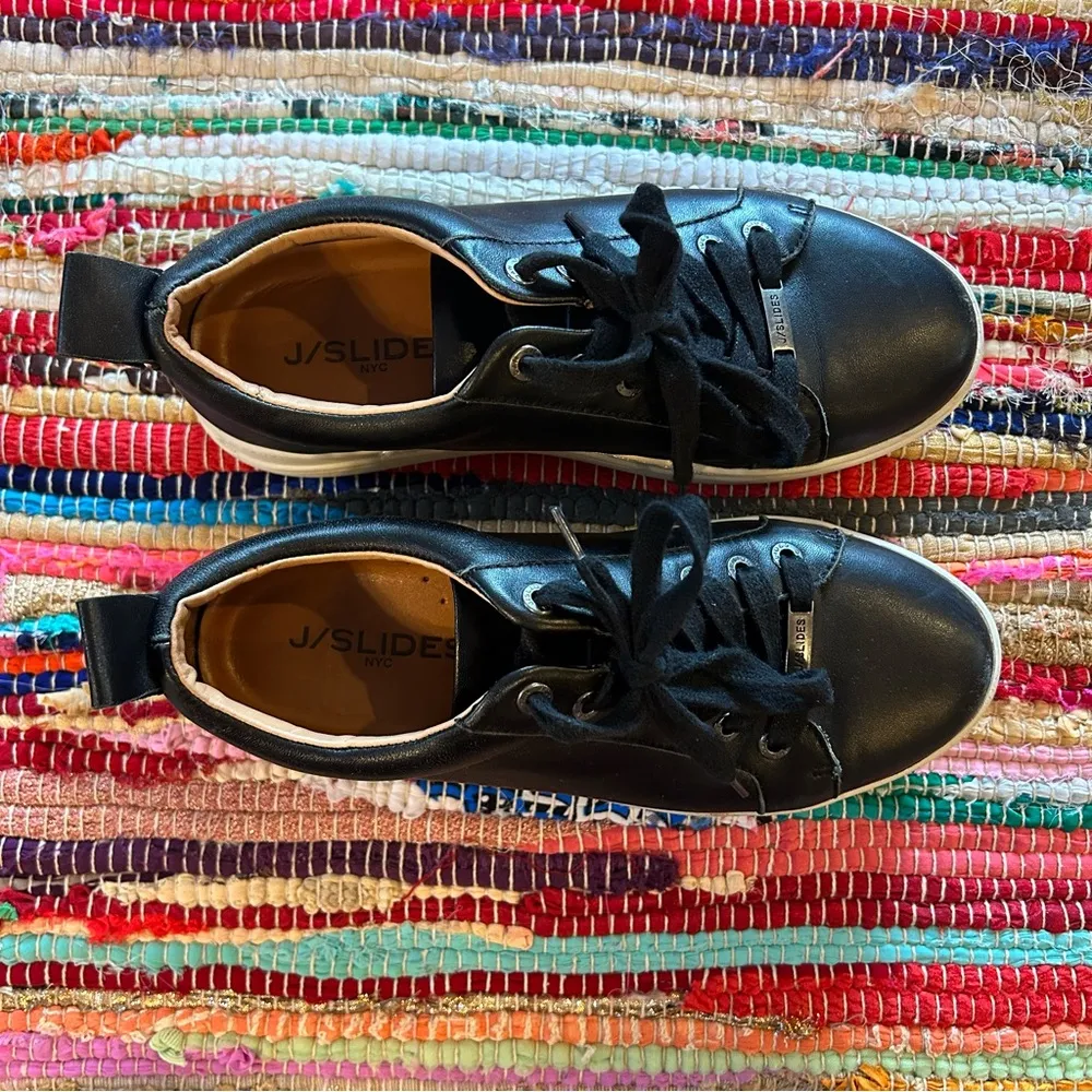 J/Slides Amanda Sneaker NYC Black Leather Women's 6.5 - Image 5