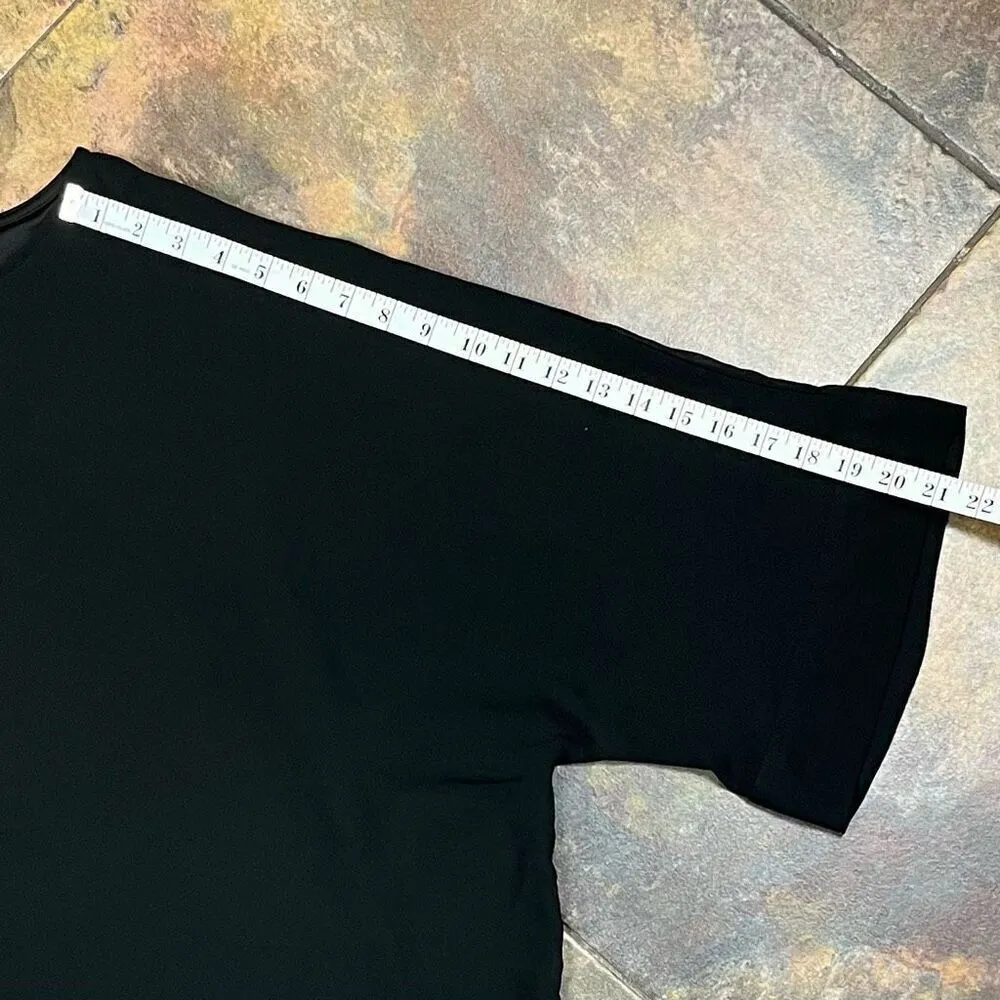 EST. 1946 Black Flowy Blouse Gold Ring Accents XL - Image 6