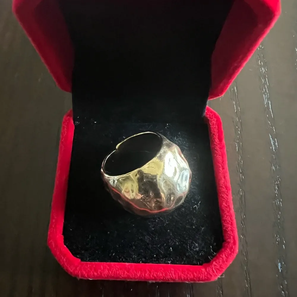 Chunky Gold Statement Ring for Women Gold Knuckle Ring Size 7 - Image 3