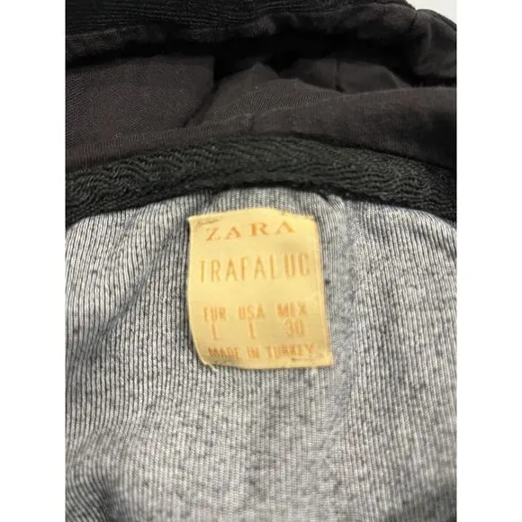 Vintage Zara  Trafaluc Velour Zipper Hoodie ‎  Black Number 74 Size Large Goth. - Image 3