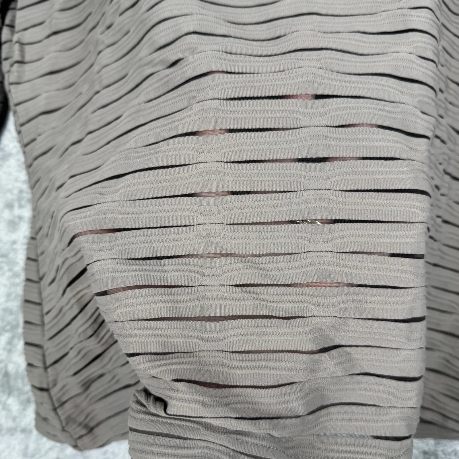 Worth New York Womens Large‎ Beige Brown Stripe Textured Square Neck 3/4 Sleeve - Image 5