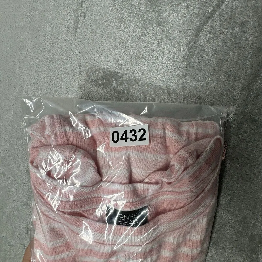 Jones New York Shirt Women Medium Pink White Striped Lightweight Feminine Casual - Image 8