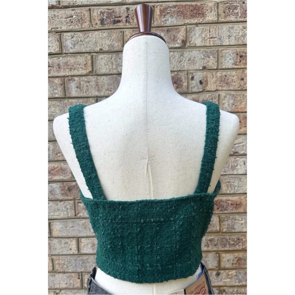 NWOT Abercrombie & Fitch Green Tweed Crop Top - Image 7
