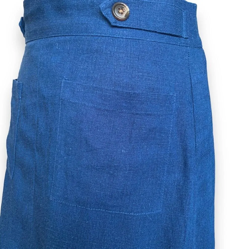 ModCloth Skirt Navy Blue Patch Pocket Straight Knee Length Pencil Button Detail - Image 4