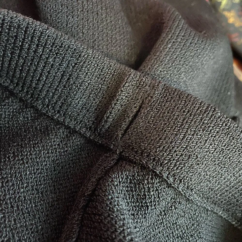 St John Basics Santana Knit Wool Blend Long Black Skirt Back Slit womens 6 - Image 9