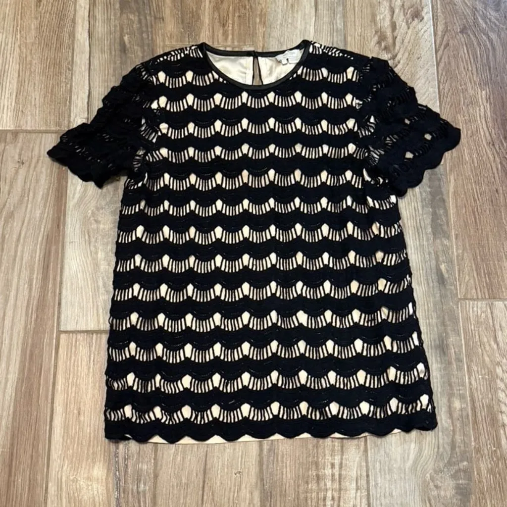 Kate Spade Black Scalloped Crochet Blouse - Image 3