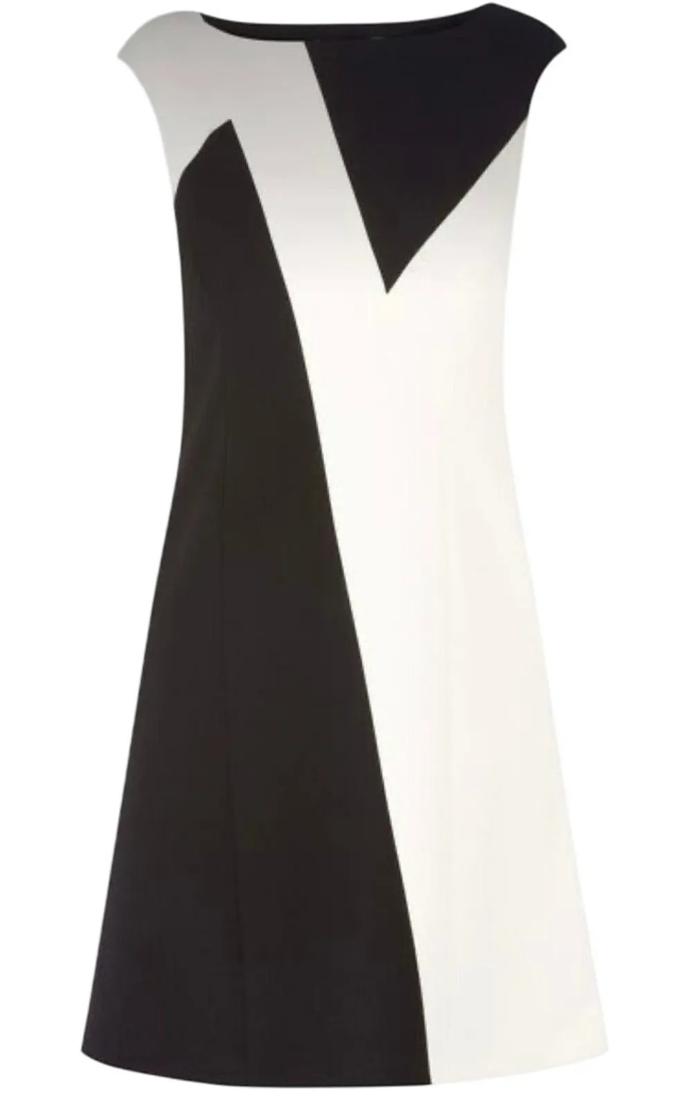 Karen Millen Colorblock Minimalist Sheath Dress Black White Cap Sleeve Size 8 - Image 1