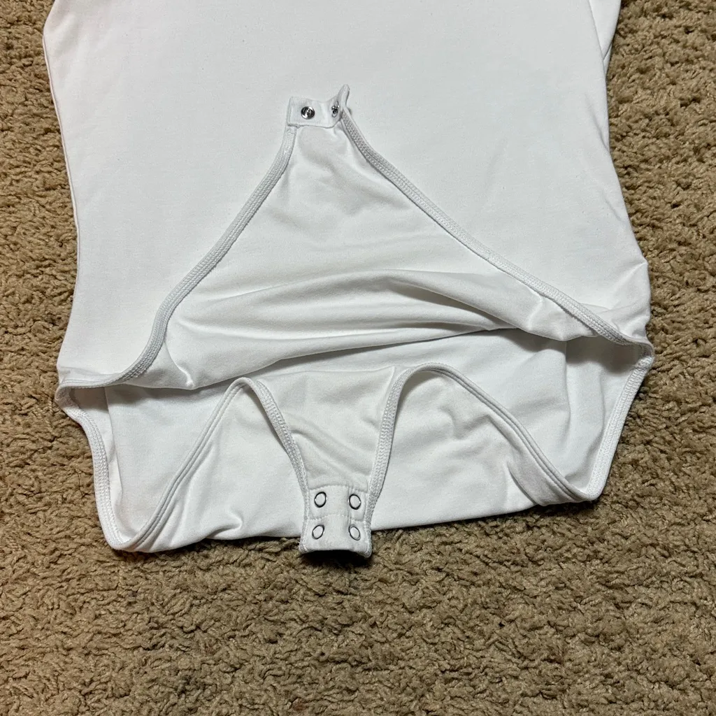 Old Navy Timeless Classic Double Lined White Baby Tee Body Suit - Medium - Image 4