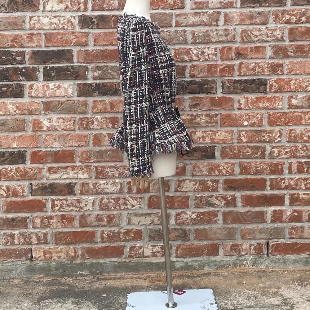 Halogen petite plaid woven blazer with an adjustable waist and fringe / LP - Image 12