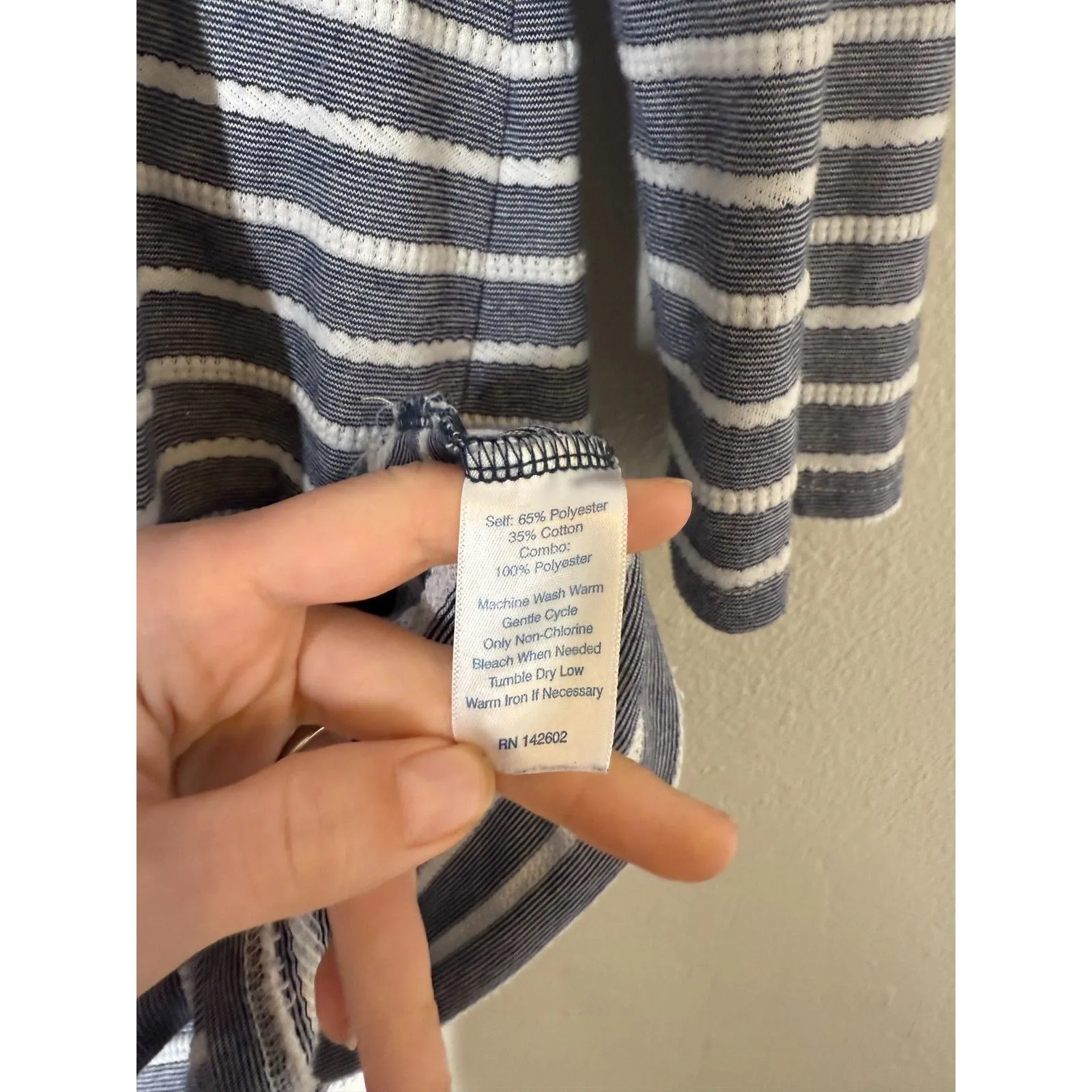 Sail to Sable Blue White Striped Long Sleeve Dress Sz L Nautical Beachy Coastal - Image 6