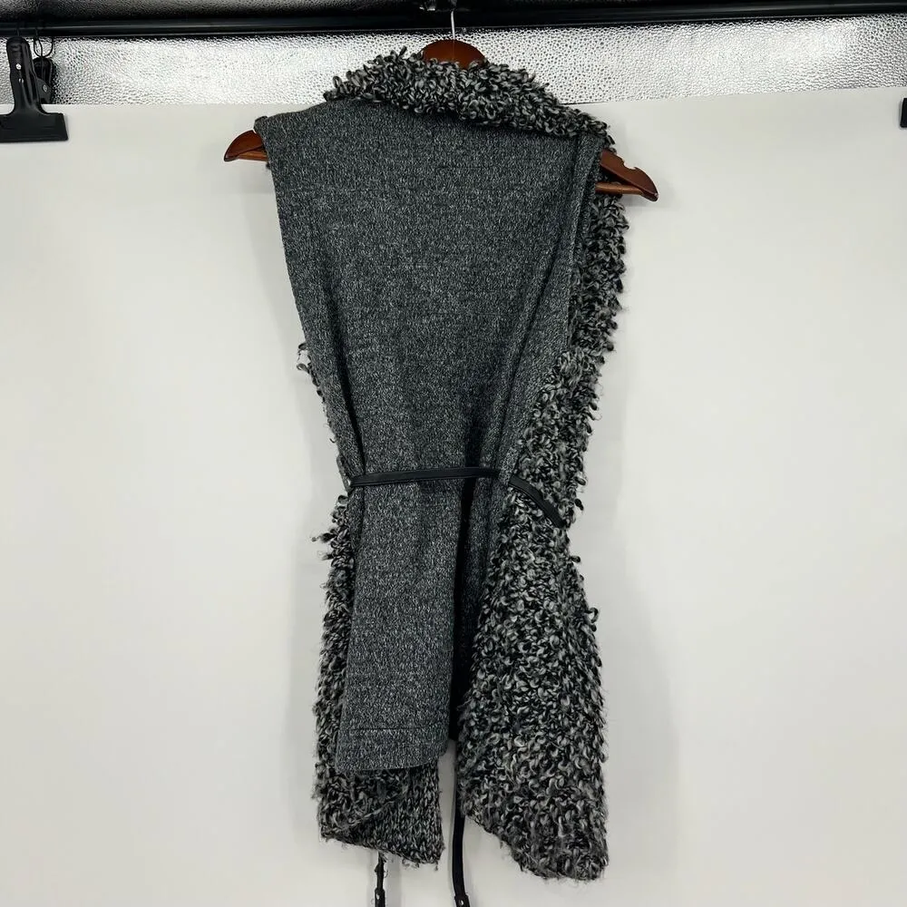 Abercrombie & Fitch gray soft fuzzy sweater cardigan vest tie waist size small - Image 3