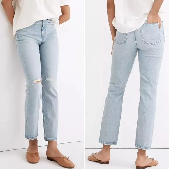 NEW Madewell High-Rise Slim Crop Boyjean in‎ Dumas Wash: Ripped Edition, 25 - Image 2