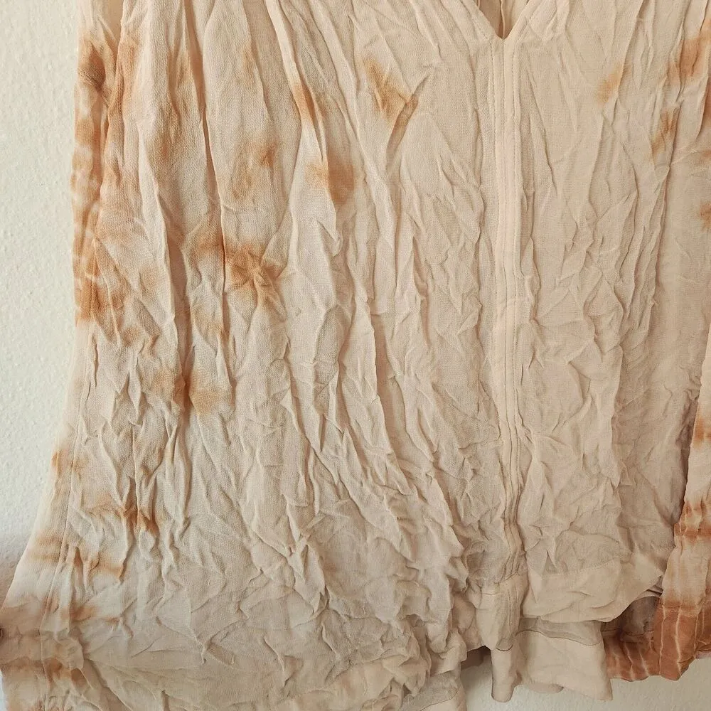 Free People Tie Dye Me Down Top Tunic Orange Sheer Dolman Sleeves Flowy Boho XS - Image 7