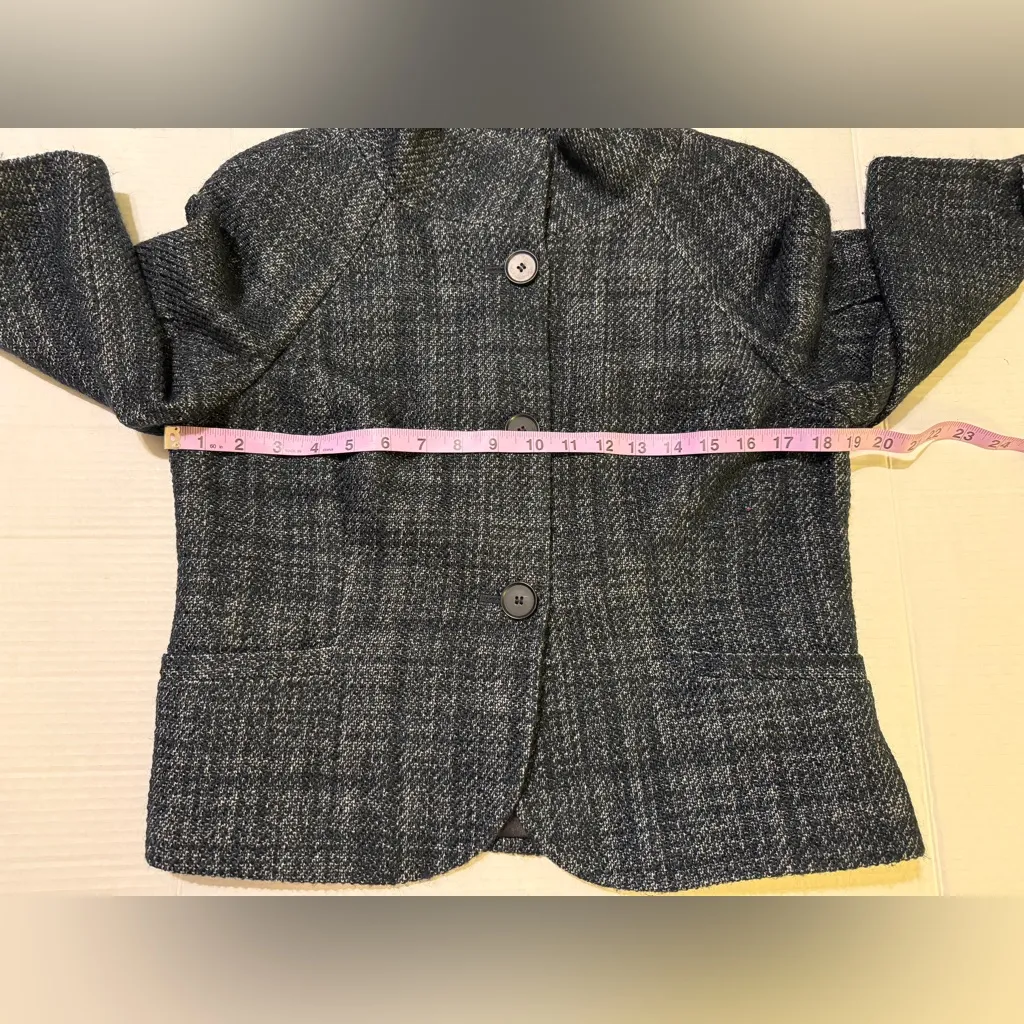 Ann Taylor Women’s Grey Tweed 3/4 Sleeve High Collar Button Up Blazer Jacket - Image 11