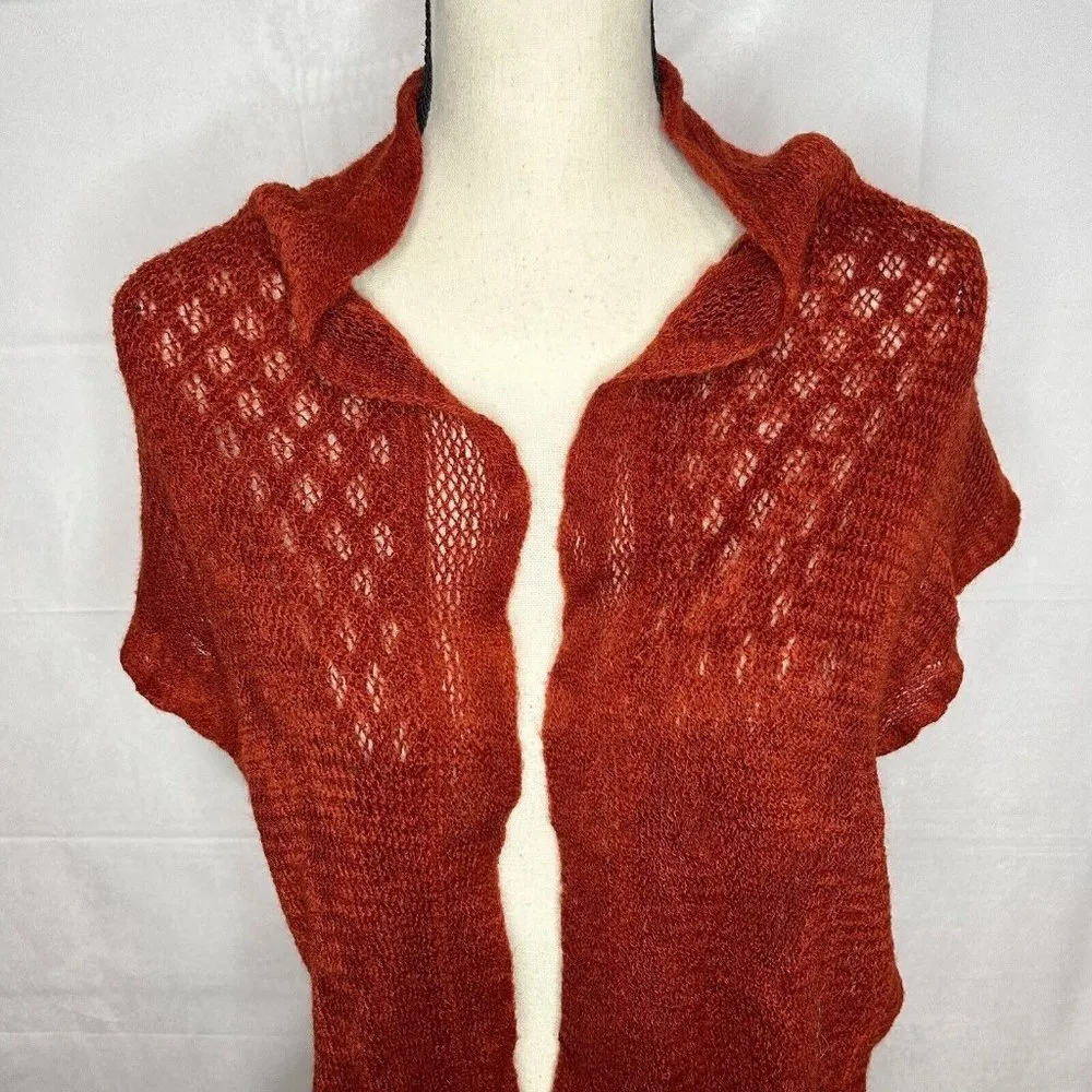 Blue Pacific Cashmere and Boiled Wool Open Knit Scarf Shawl One - Image 3