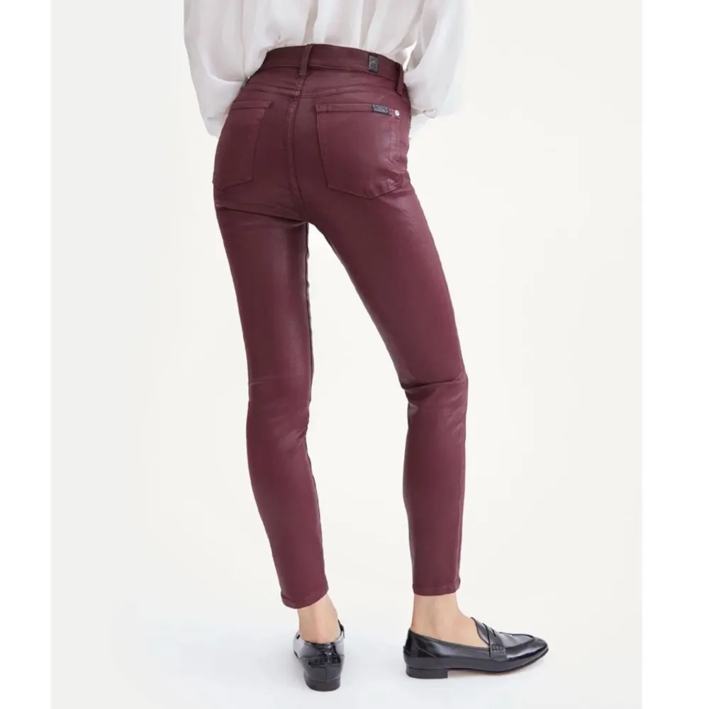 NEW 7 For All Mankind High-Waist Ankle Skinny, Merlot Coated Size 27 New w/o Tag - Image 4