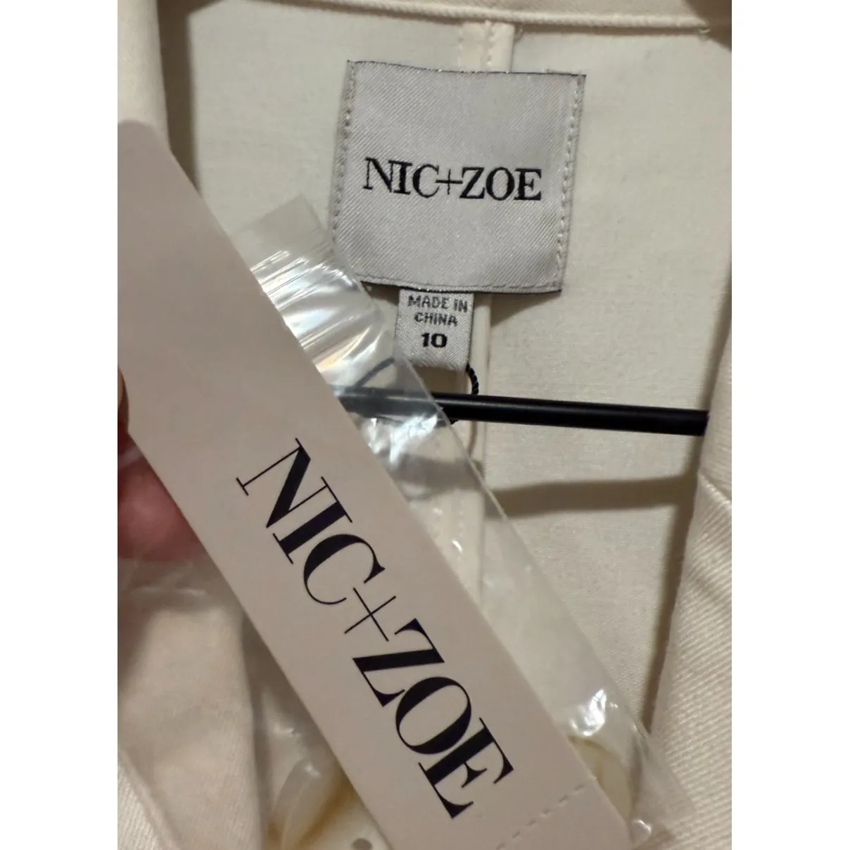 Nic + Zoe Work It Blazer Jacket Women Sz 10 Cream One Button Preppy Quiet Luxury - Image 3