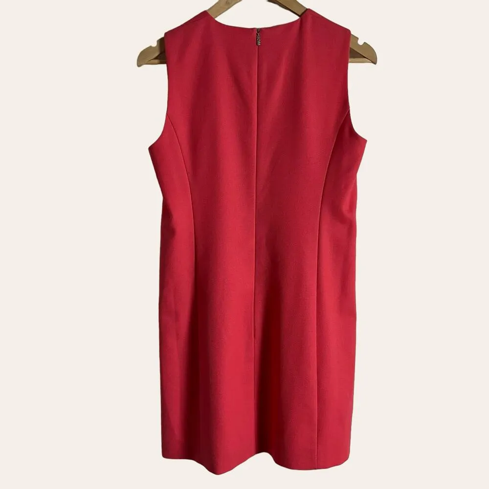 BOSS Hugo Boss Coral Pink Sleeveless Slim Fit Wool Twill Dress 4 - Image 10