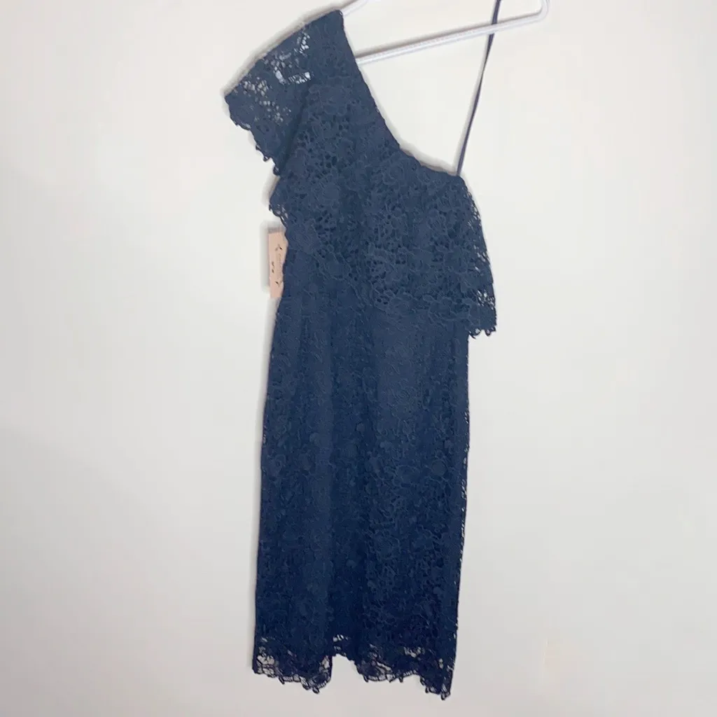 Nanette Lepore one shoulder lace sheath dress sz 8 - Image 5