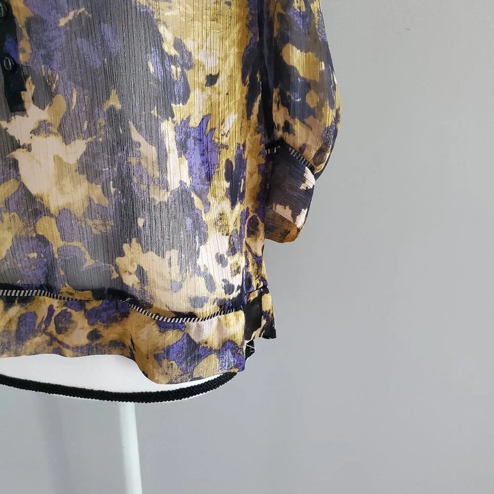 Staring At Stars Sheer Pullover Floral Print Top XS - Image 4