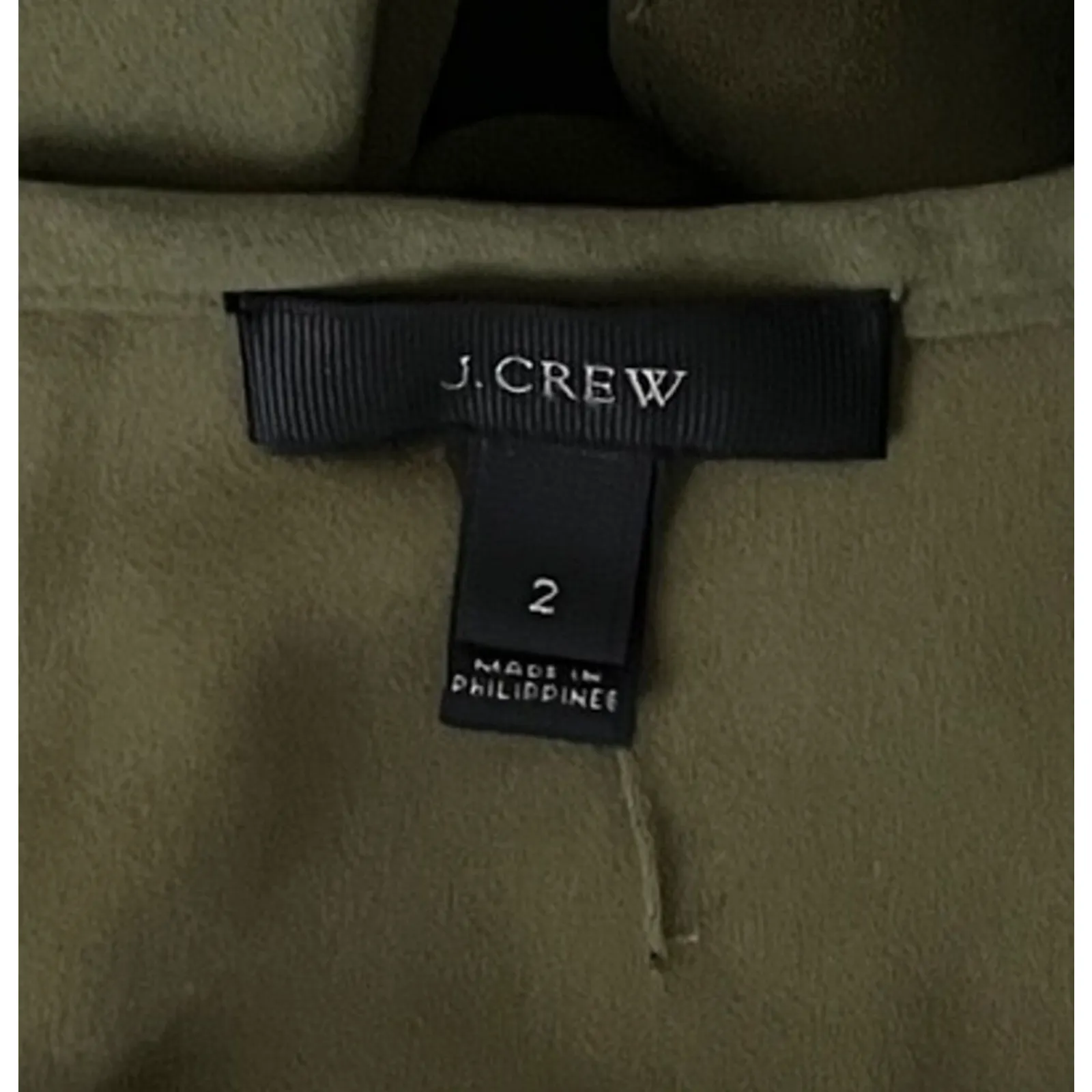 J. Crew Shirt Women 2 Loden Green Tiered Bell Sleeve Drapey Casual Preppy Office - Image 6