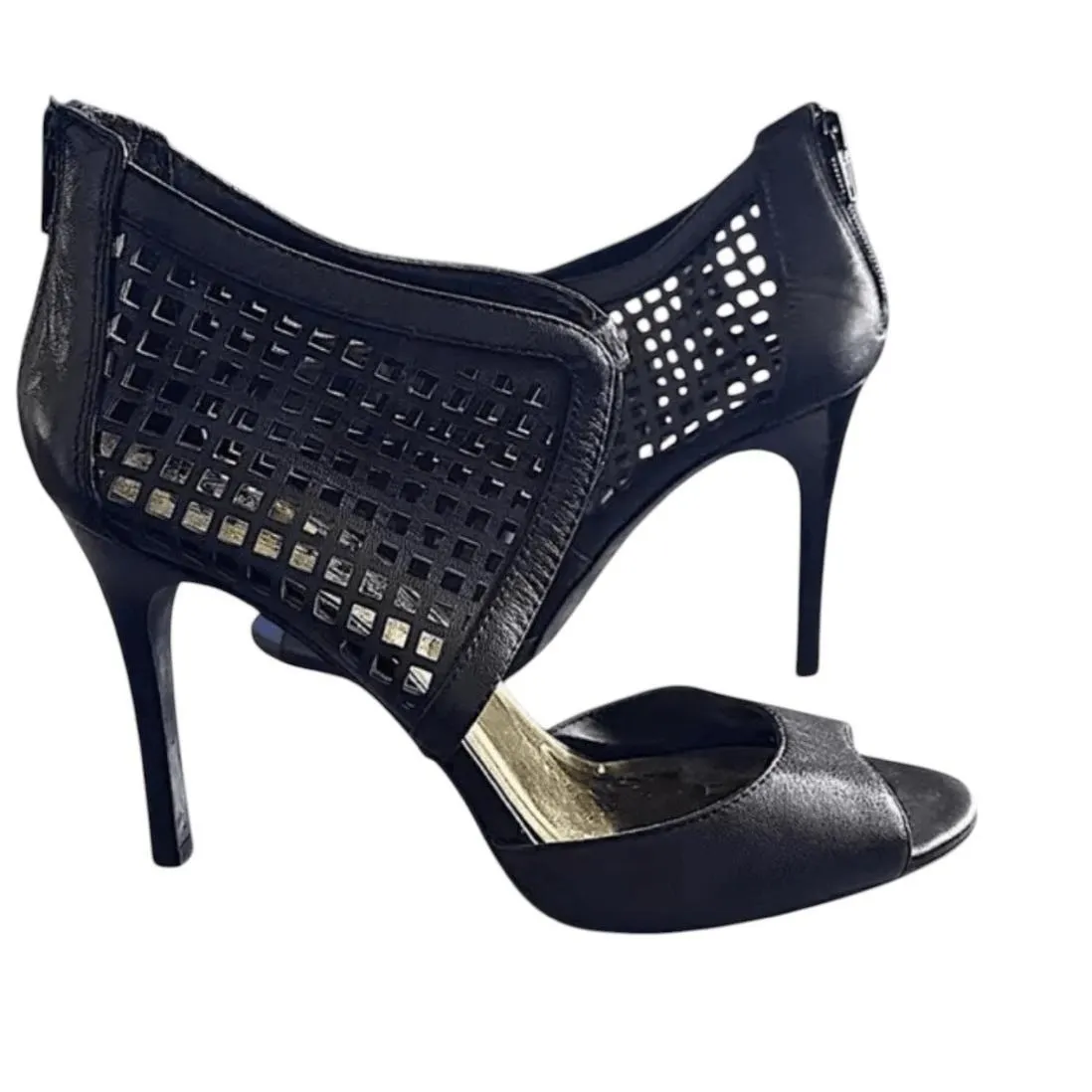 Jessica Simpson Womens Black Mesh Jersee Peep Toe Stiletto Dress Sandals Heels - Image 5