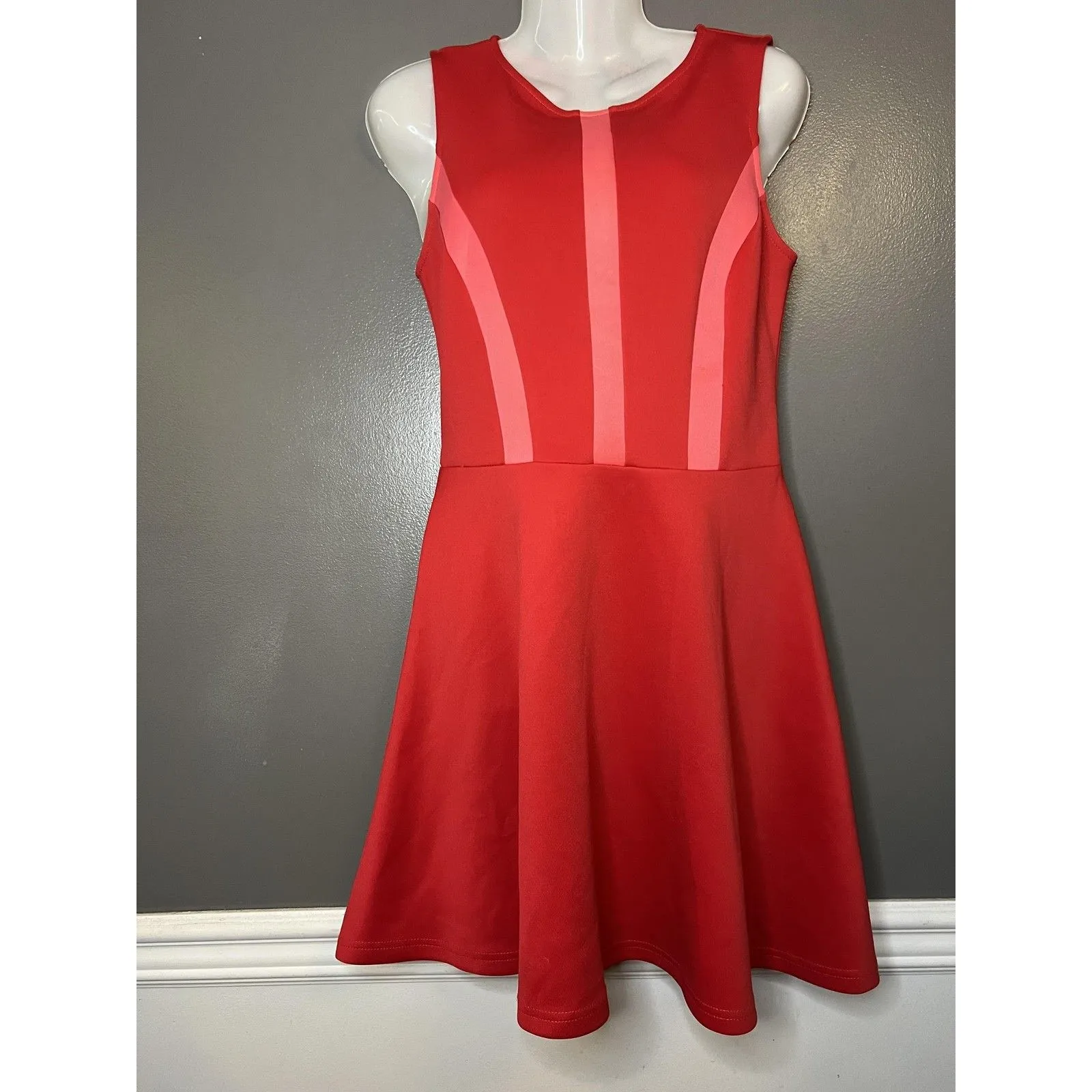 Atmosphere Dress Womens 10 Red Pink Sleeveless Fit & Flare Skater Party - Image 2