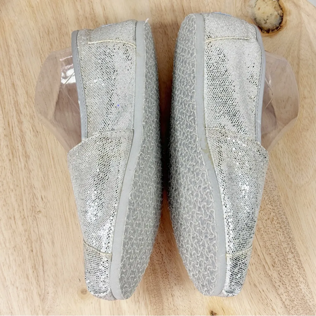 Toms Alpargata Disco Ball Silver Shimmer Slip On Shoes Size 10 - Image 5
