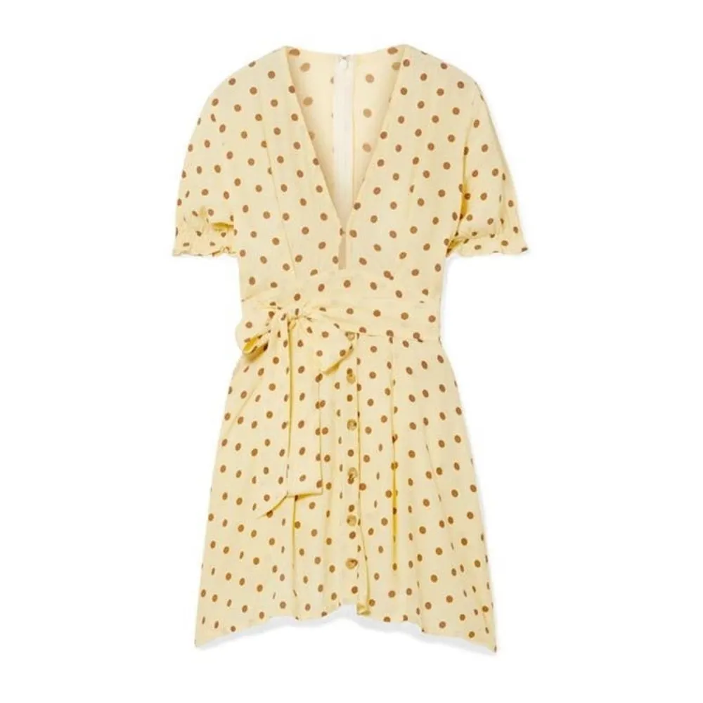 Revolve Faithfull the Brand Vanelli Polka Dot Mini Dress Size Small Tie Waist Button - Image 12