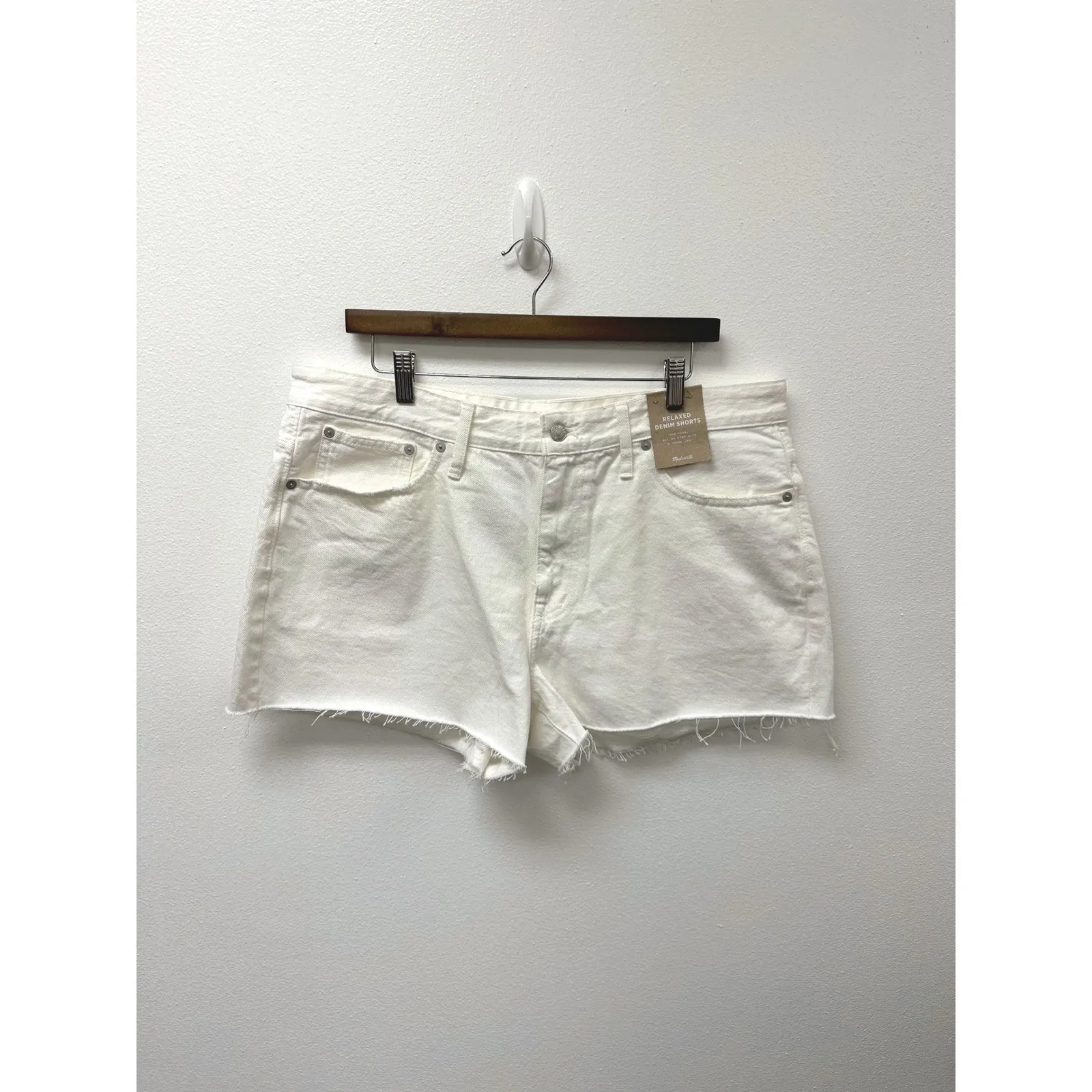 Madewell Relaxed Denim Shorts White Size 32 - Image 2