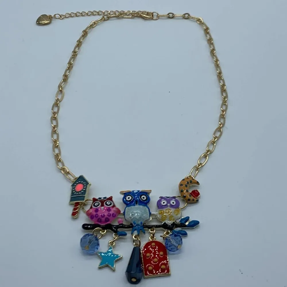New three enamel owls on a branch fashion necklace - Image 7