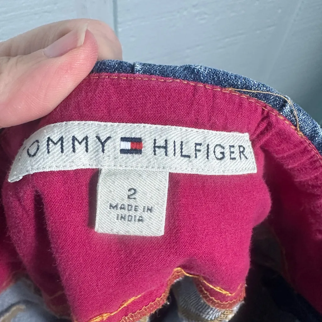 TOMMY HILFIGER Women's Dark Wash Blue Jean Pleated Stretch Skirt Size 2 EUC - Image 6