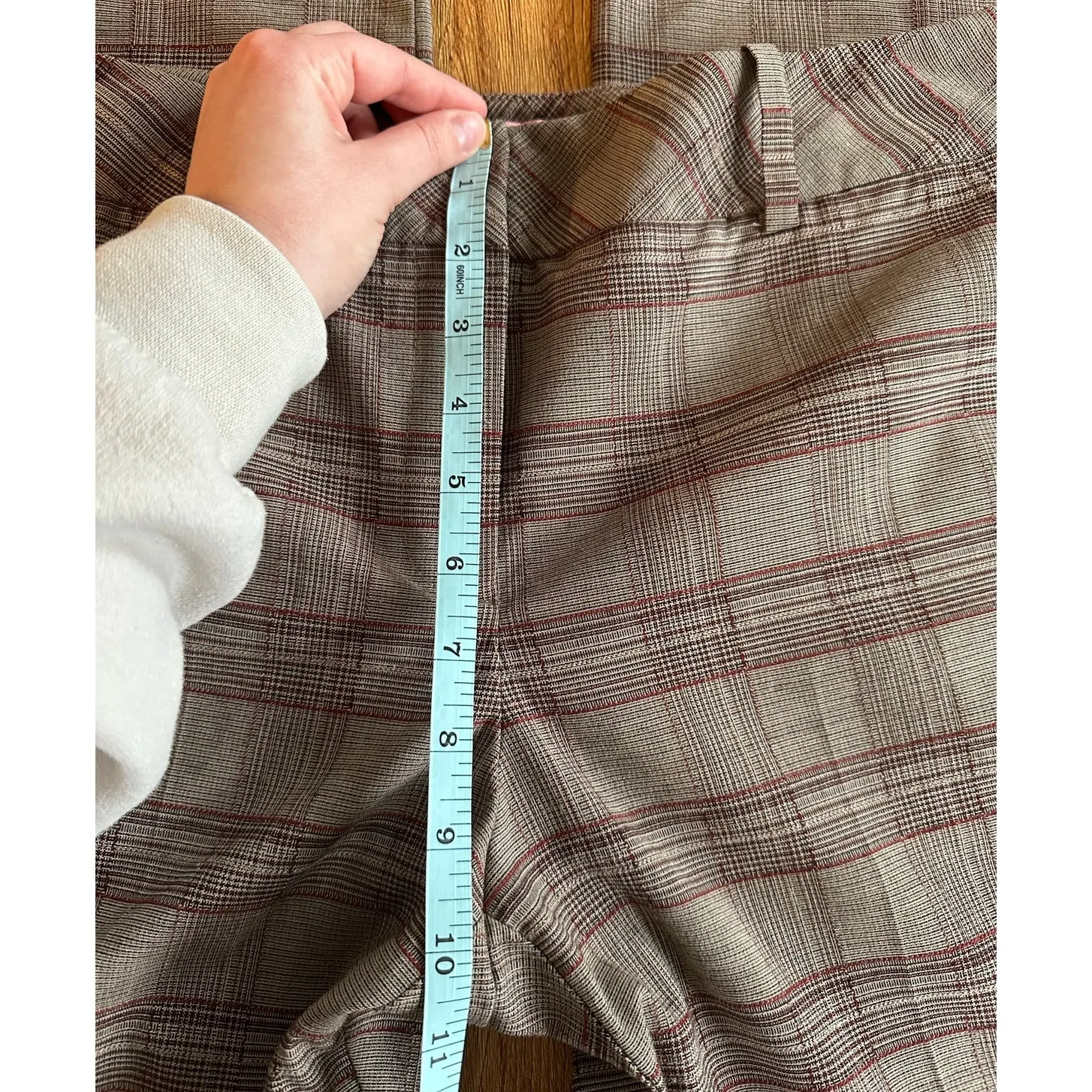 Vtg Bandolino Brown Plaid Wide Leg Trousers Pants Size 8 - Image 6