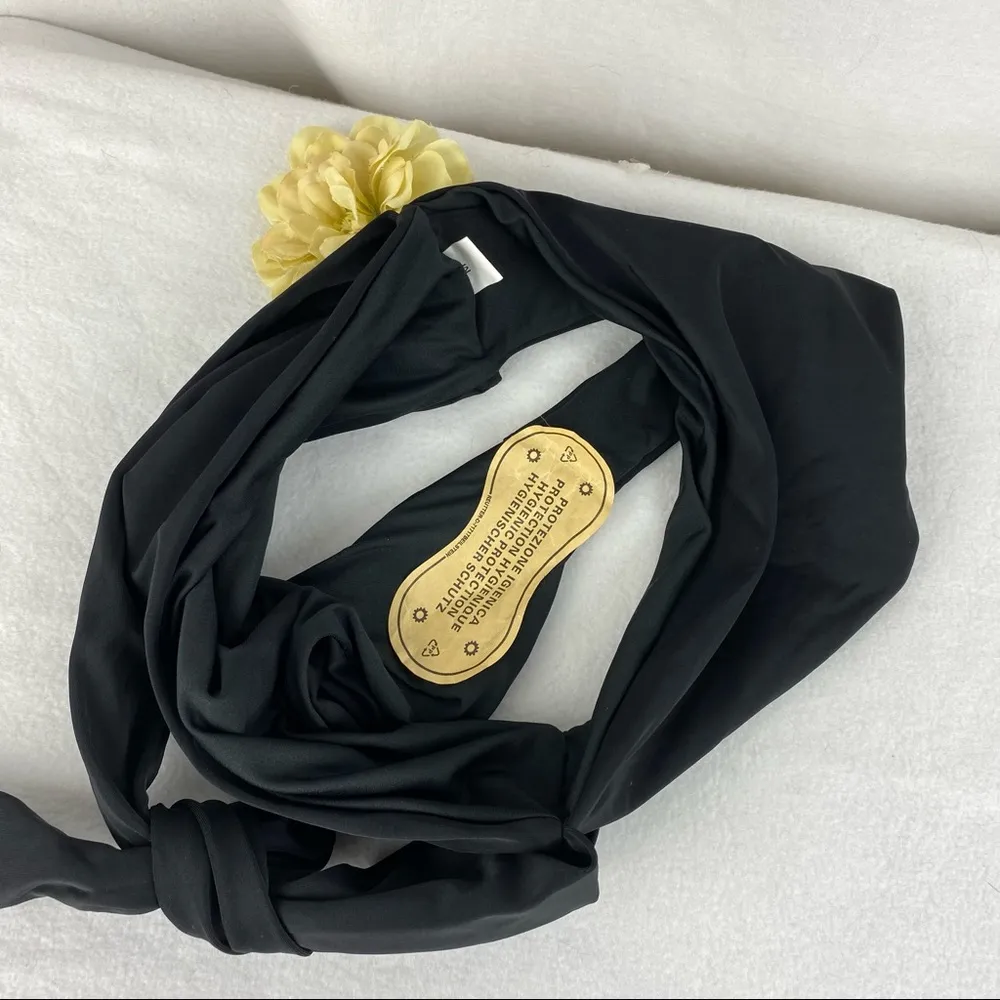 French Cut High Tie Waist Black Bikini Swim Bottoms M New Size M - Image 9