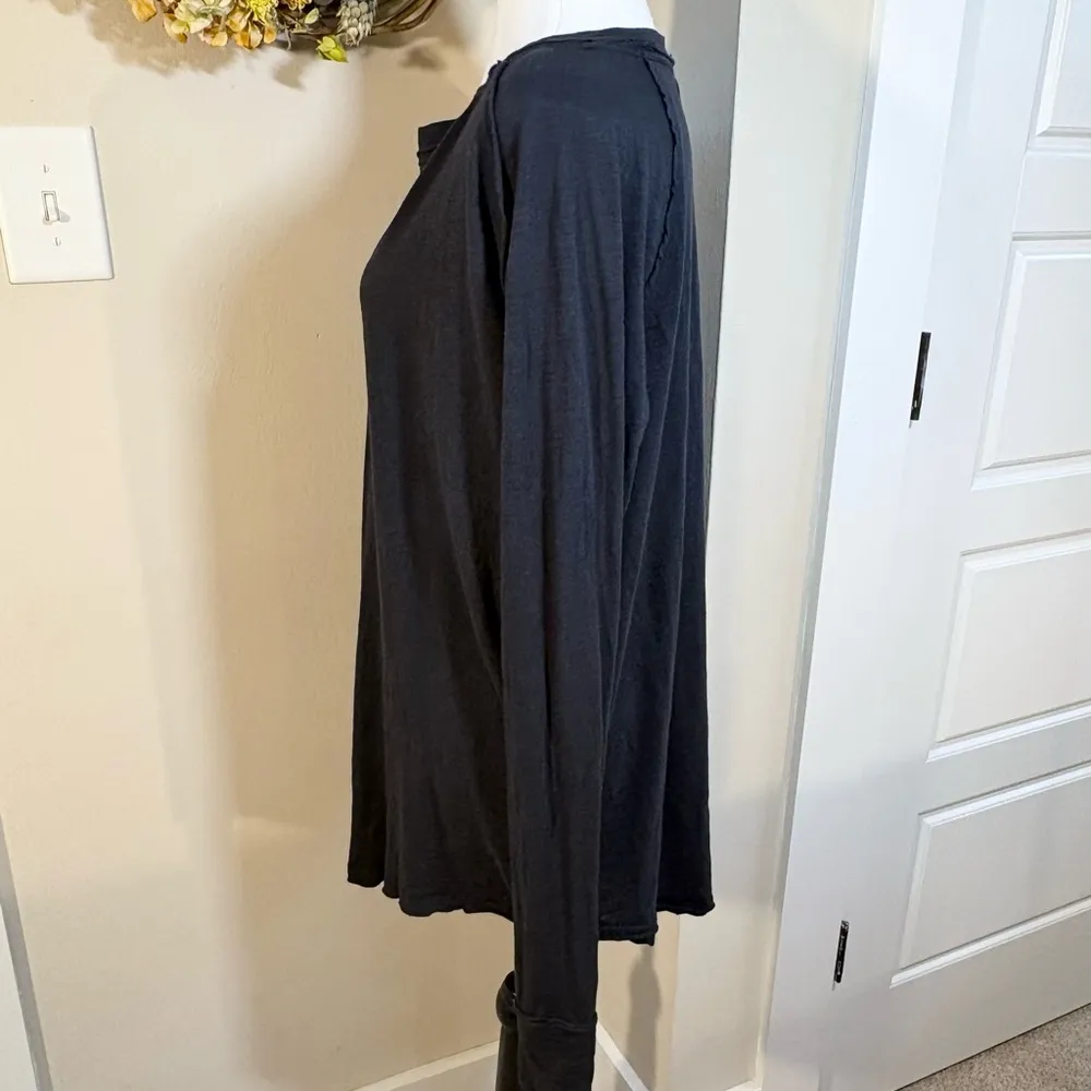 WE THE FREE Black Oversized Long Sleeve Round Neck Thumb Holes 100% Cotton Sz XS - Image 7