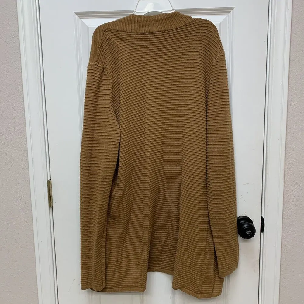 Cyrus Women's Long Cardigan Sweater XL Mustard Yellow Brown Pockets Casual Work - Image 2