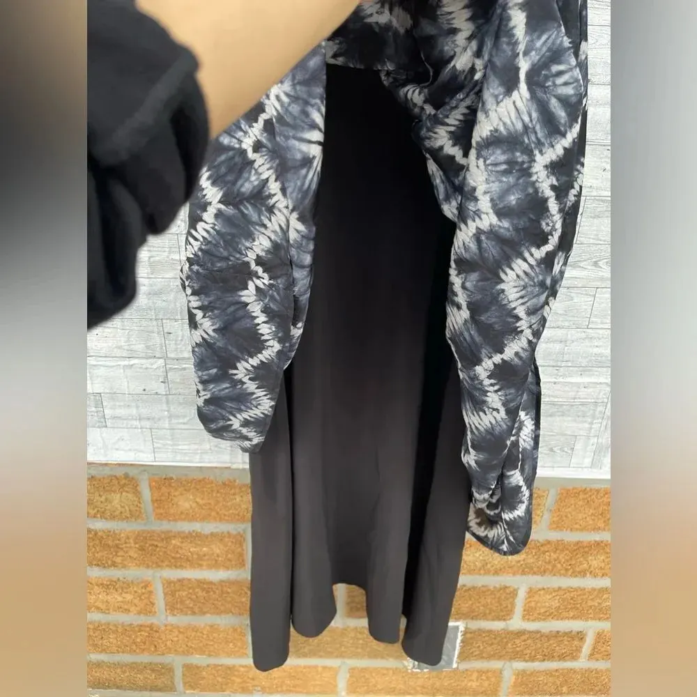 Eskandar CHEVRON Shibori Silk Double Layer Pinny Dress Size 1 /10/12 Black - Image 5