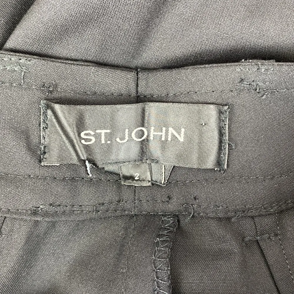 St. John Marie Gray Wide Leg High Waist Black Trouser Pants 2 - Image 4