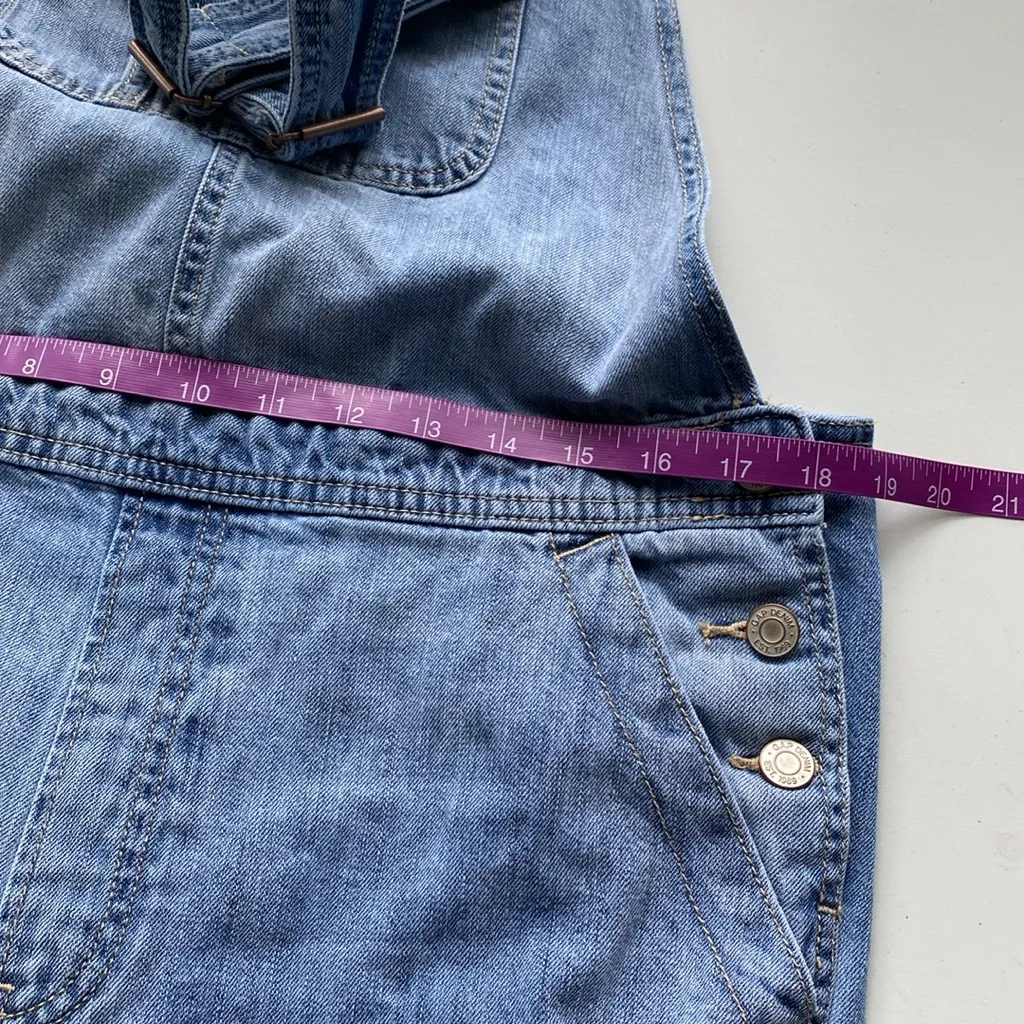 GAP 100% Cotton Distressed Light Wash Denim Overalls - Image 9
