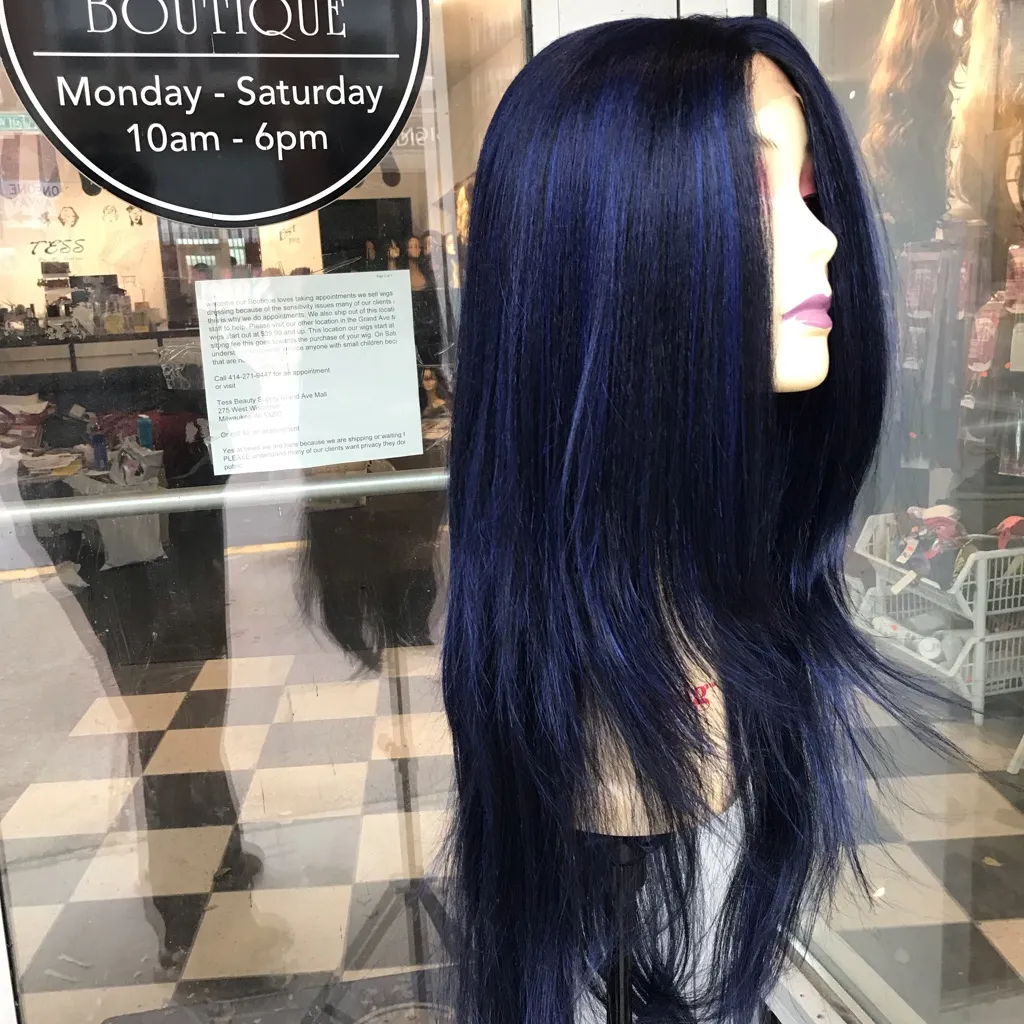 Wig Blue swisslace Lacefront Long Layers Wig 2020 - Image 3
