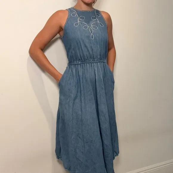 Vintage Oscar de‎ la Renta Jean Dress for Saks Fifth Avenue • Size Medium - Image 6