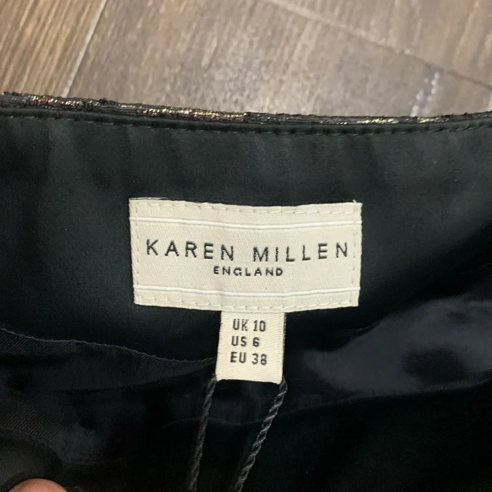 Karen Millen England bronze metallic 6 jacquard mini skirt - Image 3