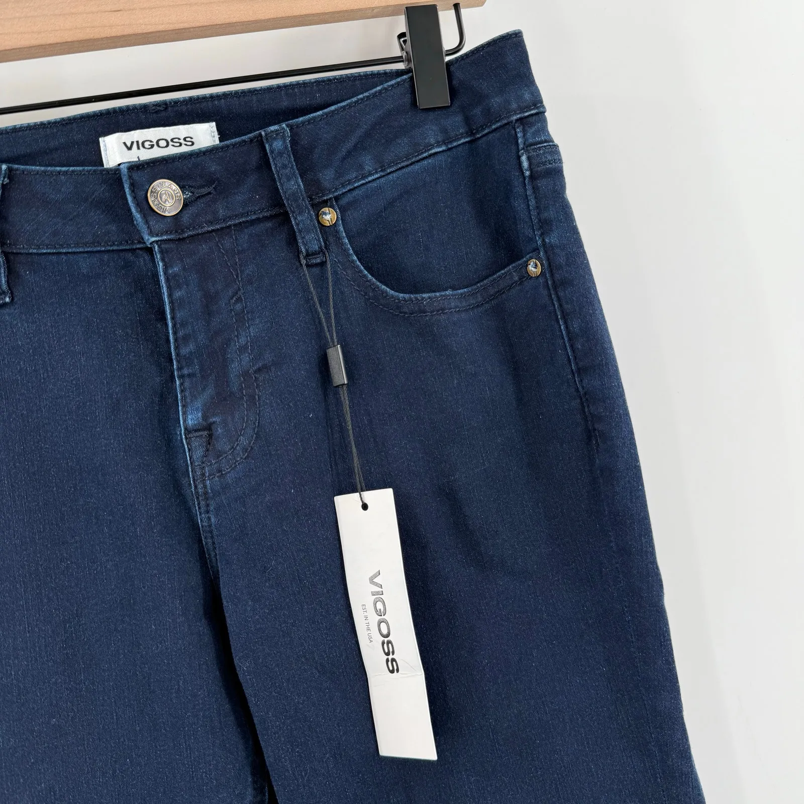 VIGOSS Denim Jeans SZ 26 Marley Mid Rise Flare Trouser NWT Cotton Stretch Indigo - Image 11