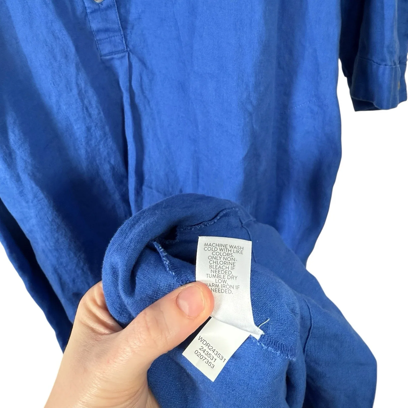 J Jill Love Linen Blue Midi Dress Pockets Coastal Lagenlook Womens Small - Image 6