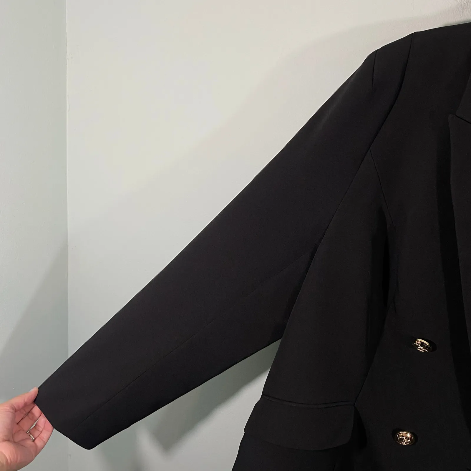 City Chic Women's Black Structured Double Breasted Blazer Size M/18 - Image 4