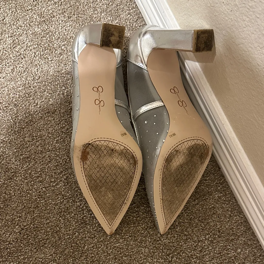 Jessica Simpson Silver Mesh Jewel Women's Heels - Image 4