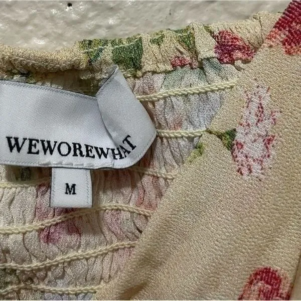 WeWoreWhat Coco Set Top and Flare Pant in Sand Multi Floral Top Medium Pants L - Image 10