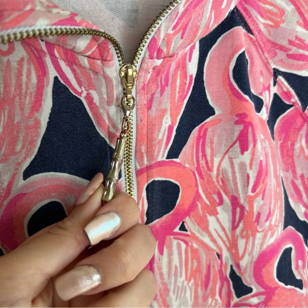 Lilly Pulitzer sweatshirt pink Flamingo 1/4 Zip Pullover Sweater - Image 4